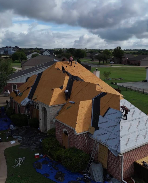 Roof replacement in progress