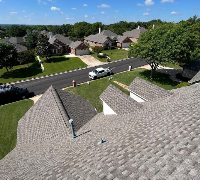 Aerial view of completed roof